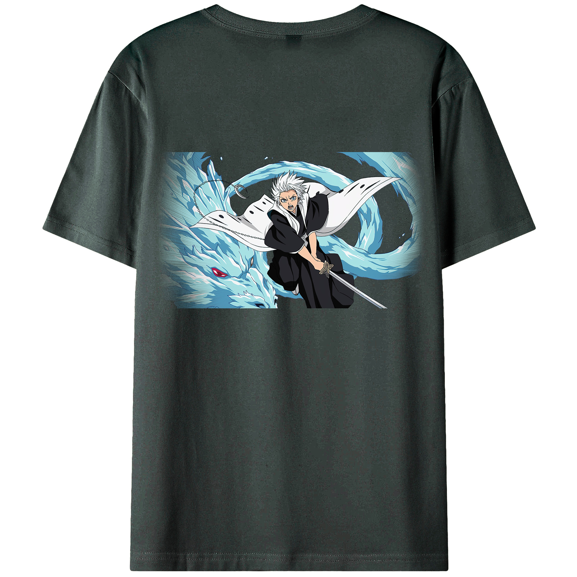 （画像用） ブリーチ 日番谷冬獅郎（ひつがや とうしろう） BLEACH Hitsugaya Toushirou 綿100％ メンズ半袖Tシャツ（バックプリント） 通気性